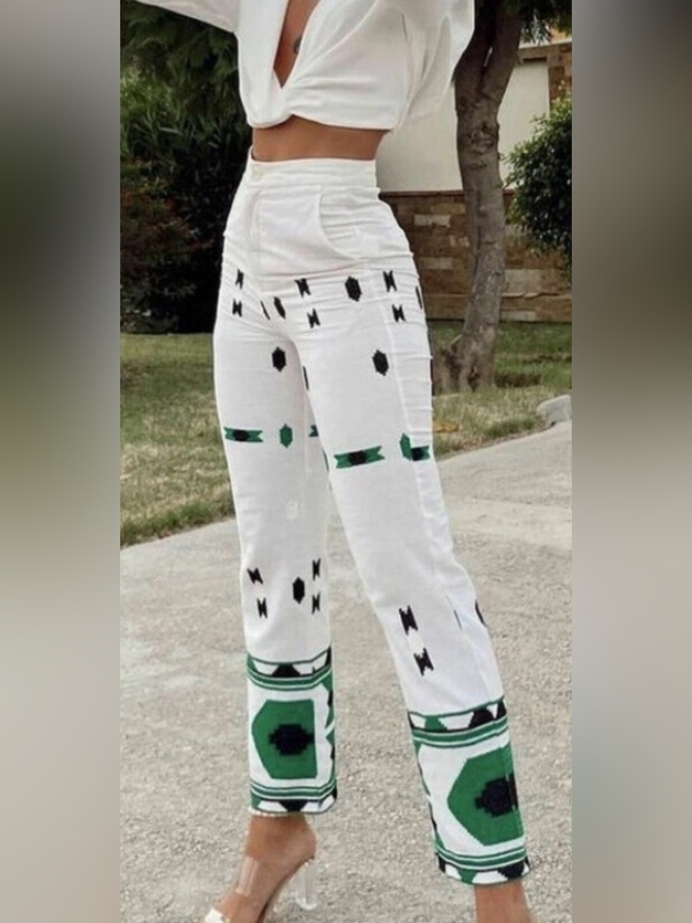 49☺️Zara linen  embroidered pant
